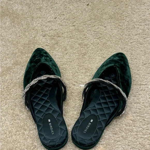 Birdies Green Velvet Women's Shoes The Swan - Picture 2 of 2